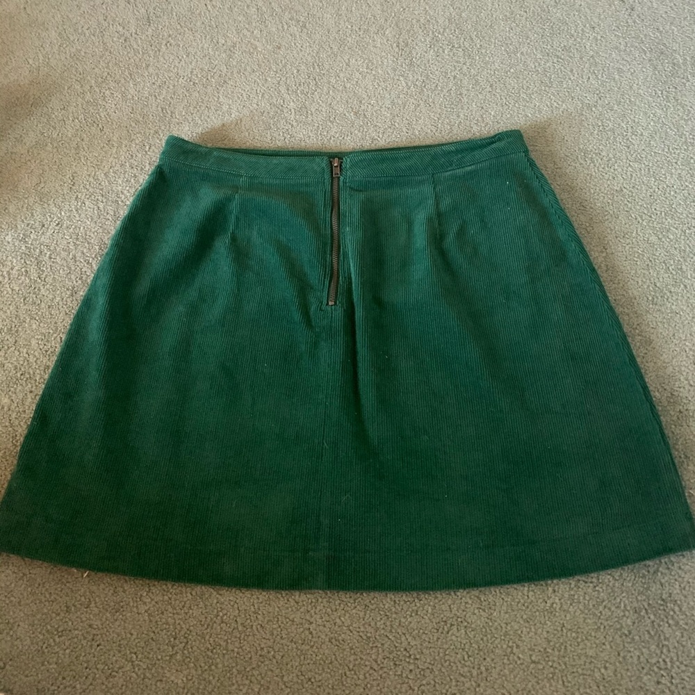 Green corduroy mini skirt